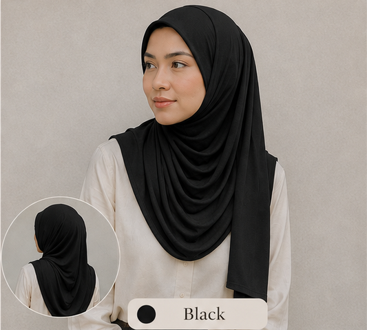 Premium Jersey Hijab- Black