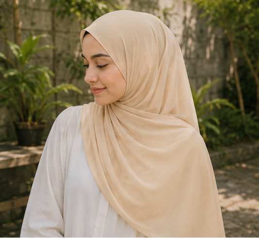 Cream Liquid Chiffon Hijab