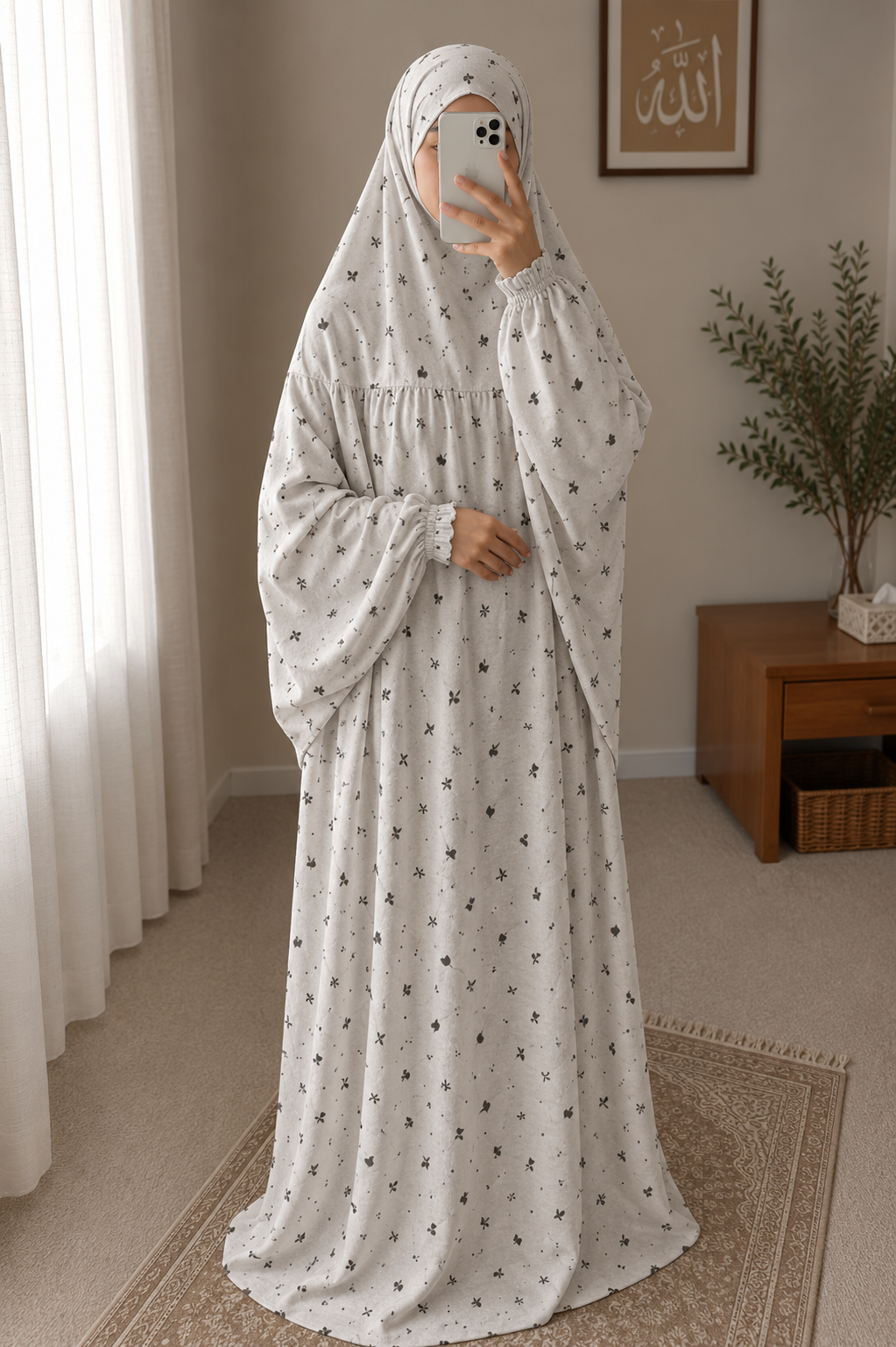 Grey Floral Prayer Dress
