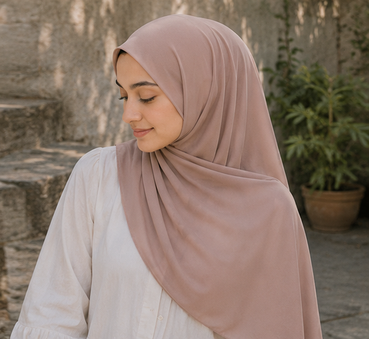 Light Mocha Taupe Liquid Chiffon Hijab