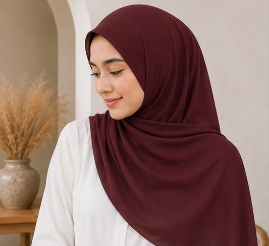 Maroon Liquid Chiffon Hijab