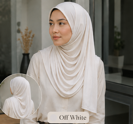Off White Premium Jersey Hijab