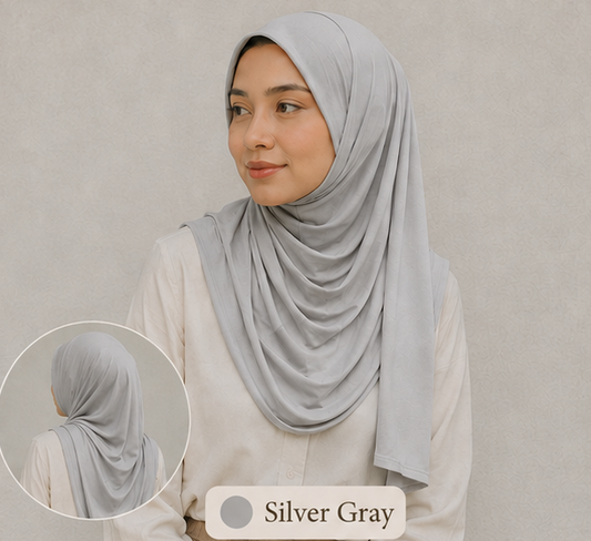 Silver Grey Premium Jersey Hijab