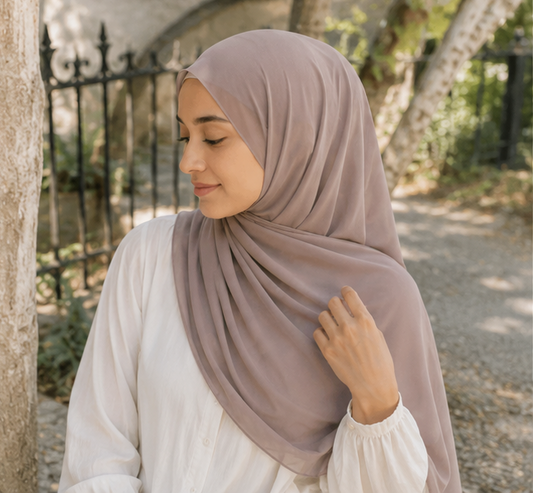 Taupe Liquid Chiffon Hijab