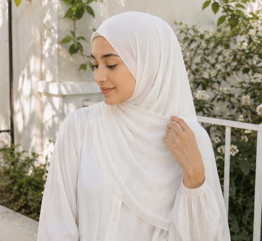 White Liquid Chiffon Hijab
